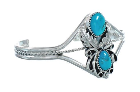 Native American Genuine Sterling Silver Turquoise Stone Cuff Bracelet JX128802